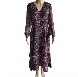 Ted Baker London Colour By Number Limeri V-neck Printed Maxi Dress Size 6